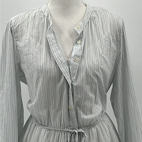 J. Crew Tie Waist Cotton Voile Midi Dress in Sheer Blue Deck Stripe - Size 12 - Picture 4 of 14